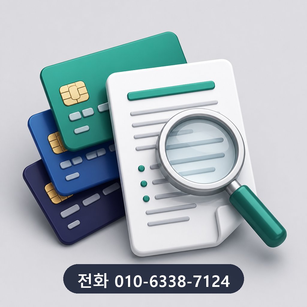 신용카드 현금화 카드사 약관 확인 이미지 · 문의 010-6338-7124